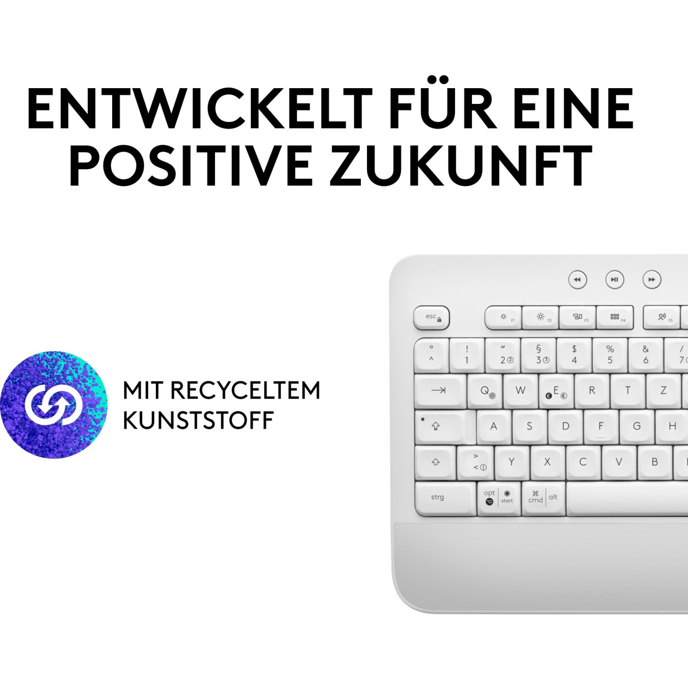 Logitech Signature K650 - Bluetooth 5.1 Full-Size QWERTZ German Membrane Keyboard, Off-White
