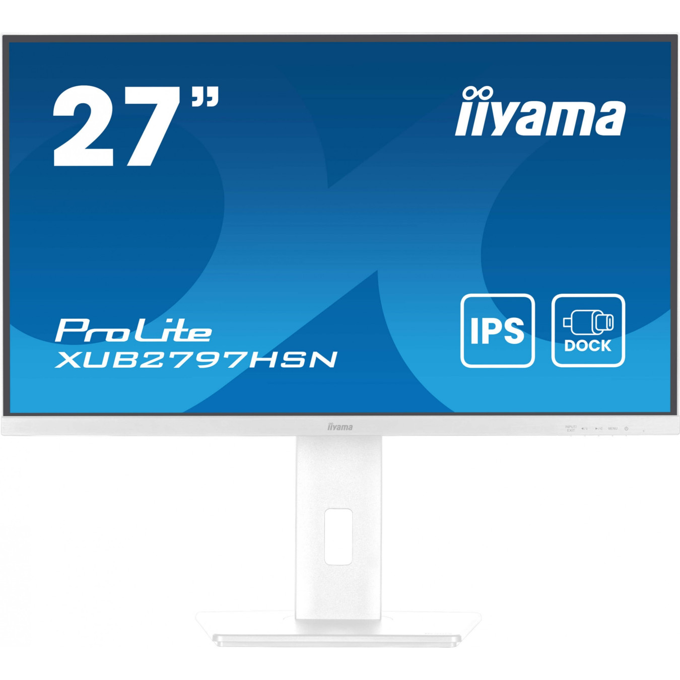 iiyama ProLite XUB2797HSN-W2 - 27in IPS Full HD Monitor, USB-C 65W Dock, HDMI/DP, 1ms, 100Hz, White