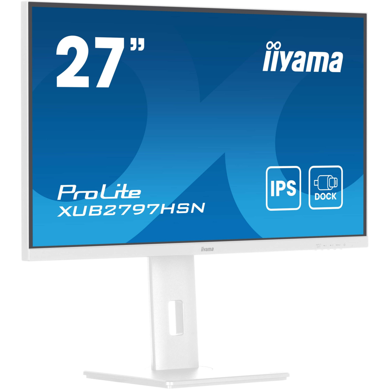 iiyama ProLite XUB2797HSN-W2 - 27in IPS Full HD Monitor, USB-C 65W Dock, HDMI/DP, 1ms, 100Hz, White