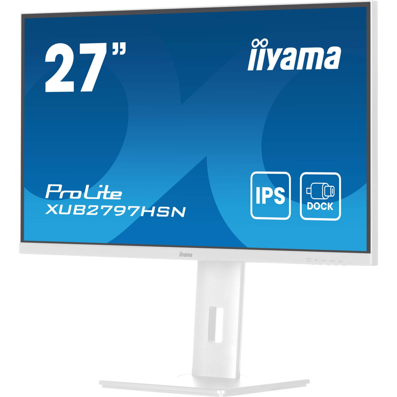 iiyama ProLite XUB2797HSN-W2 - 27in IPS Full HD Monitor, USB-C 65W Dock, HDMI/DP, 1ms, 100Hz, White