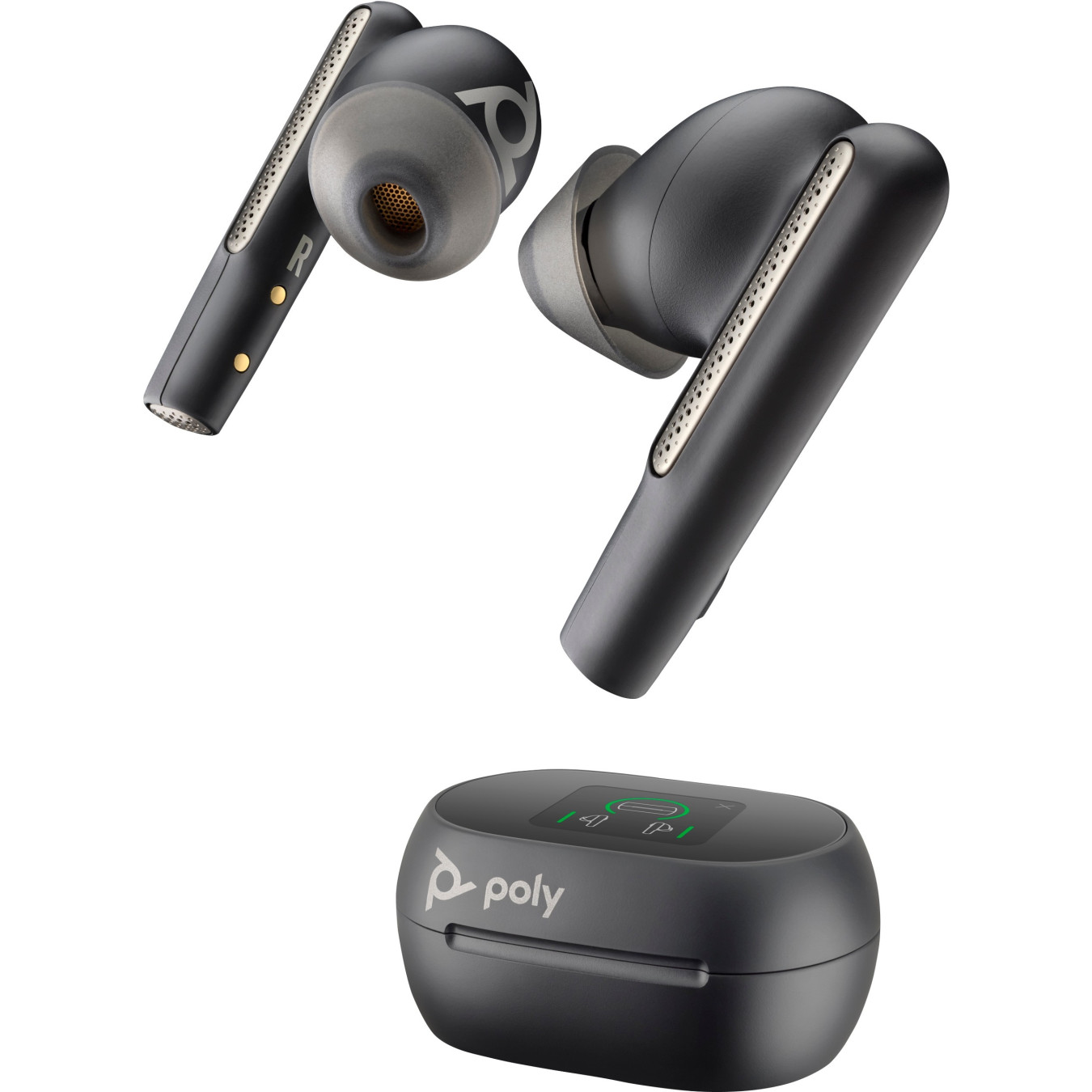 Poly Voyager Free 60+ UC-M - True Wireless Earbuds, Carbon Black, USB-C Adapter, Touch Charge Case