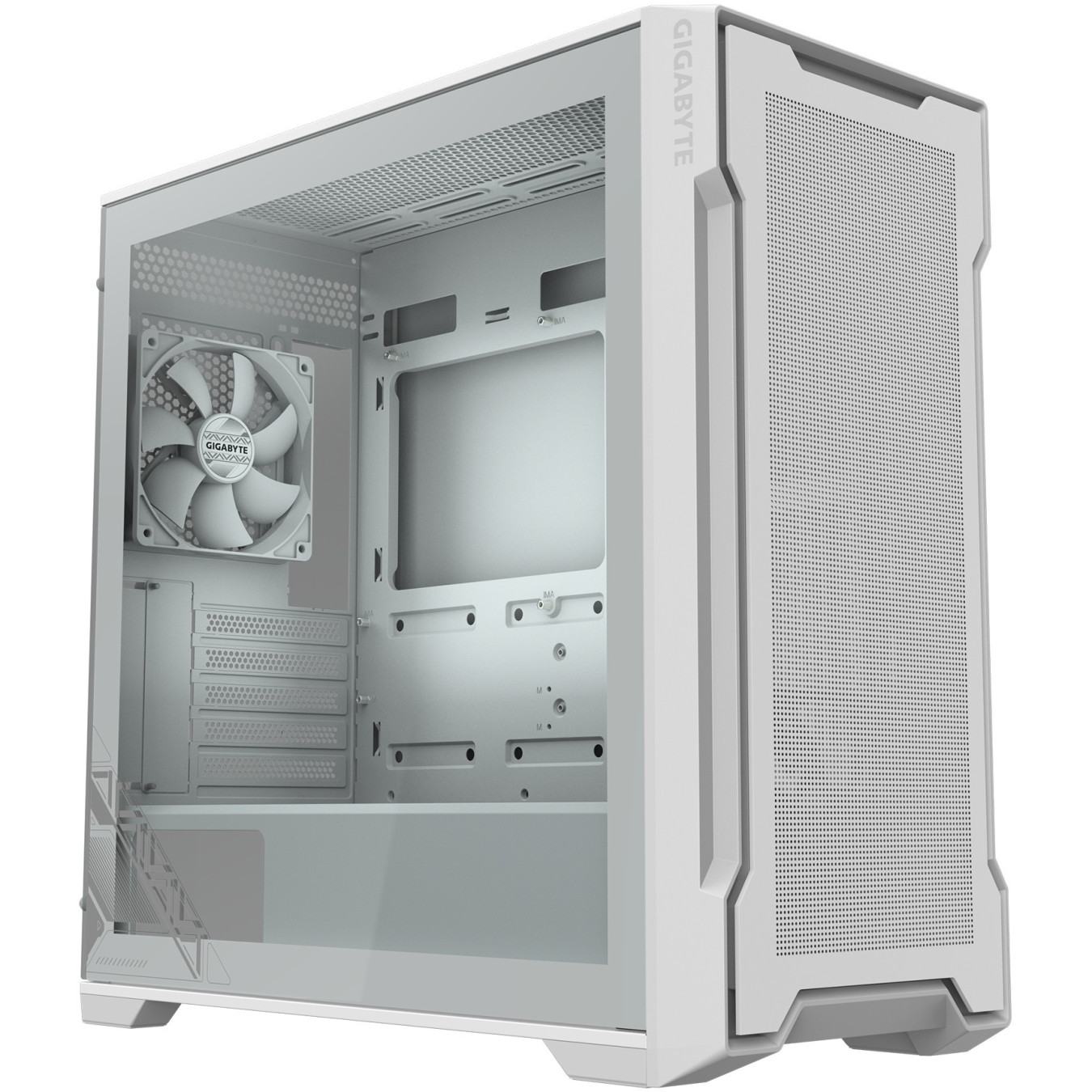GIGABYTE C102GI Mini-ATX Mid-Tower Case - White, Tempered Glass, 360mm Radiator Support, 410mm GPU