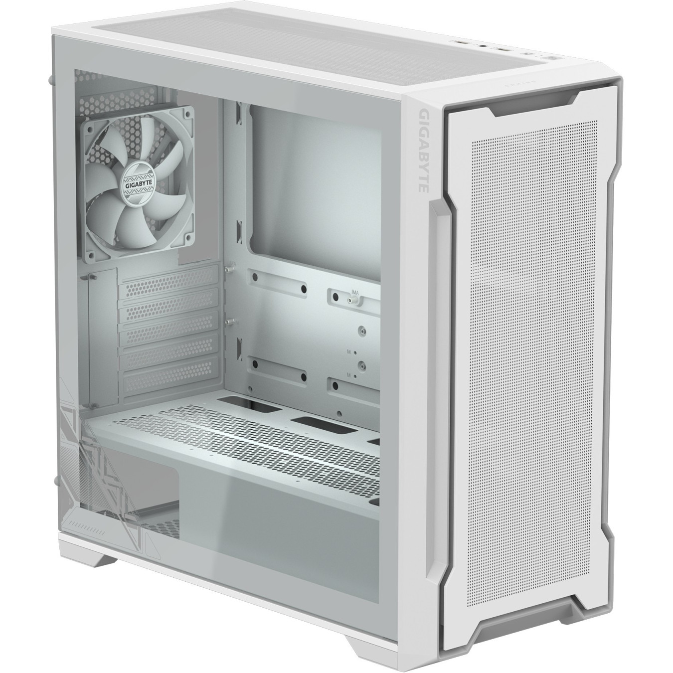 GIGABYTE C102GI Mini-ATX Mid-Tower Case - White, Tempered Glass, 360mm Radiator Support, 410mm GPU