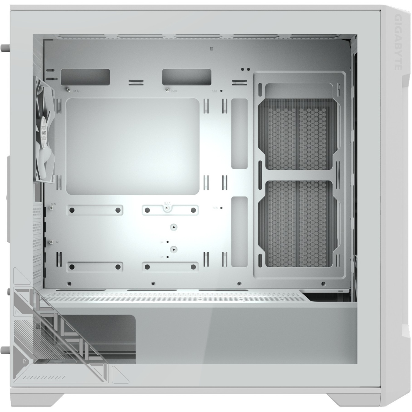 GIGABYTE C102GI Mini-ATX Mid-Tower Case - White, Tempered Glass, 360mm Radiator Support, 410mm GPU