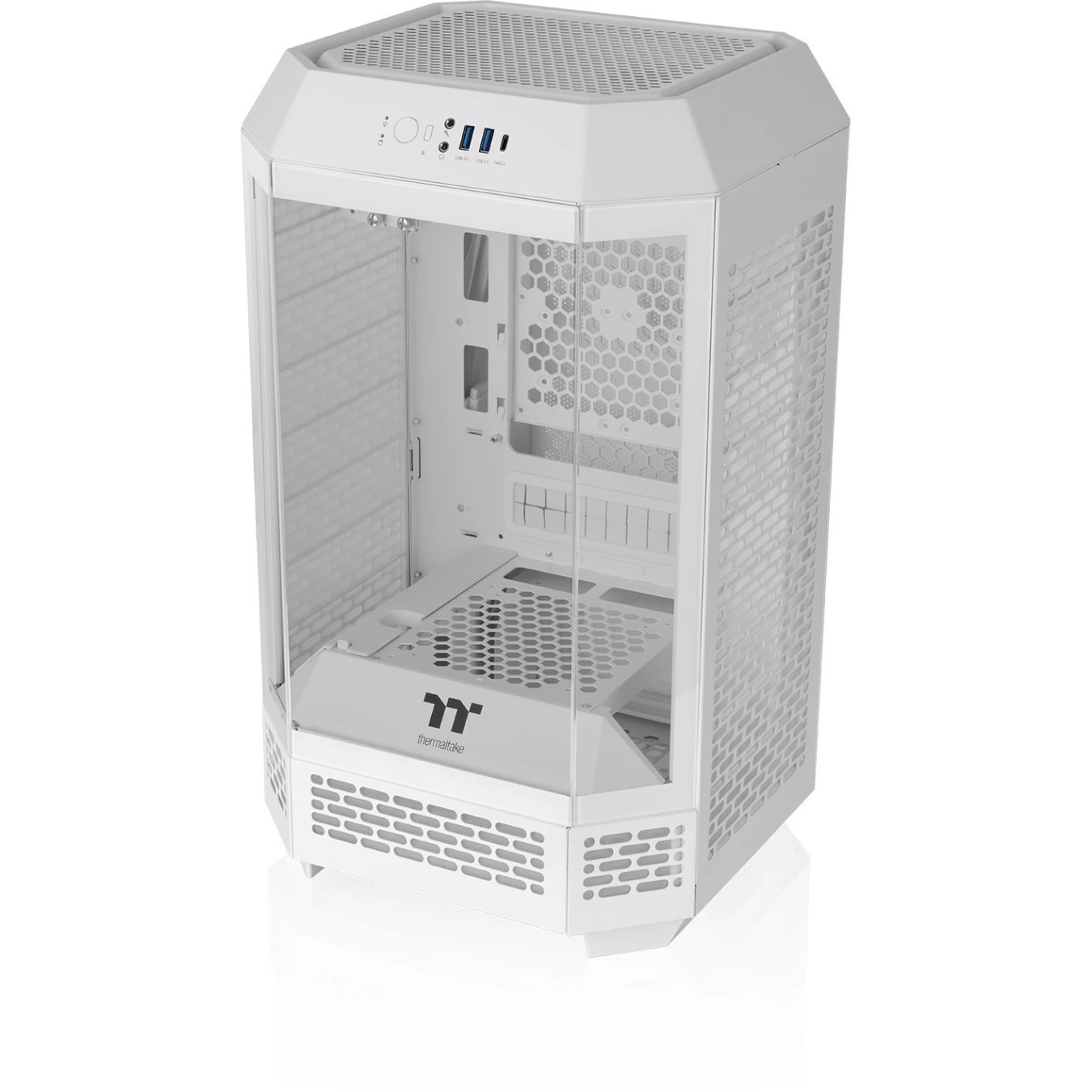 Thermaltake The Tower 250 Snow White - Mini-ITX Mini Tower Case, 3.9" LCD, USB-C, 360mm GPU Support