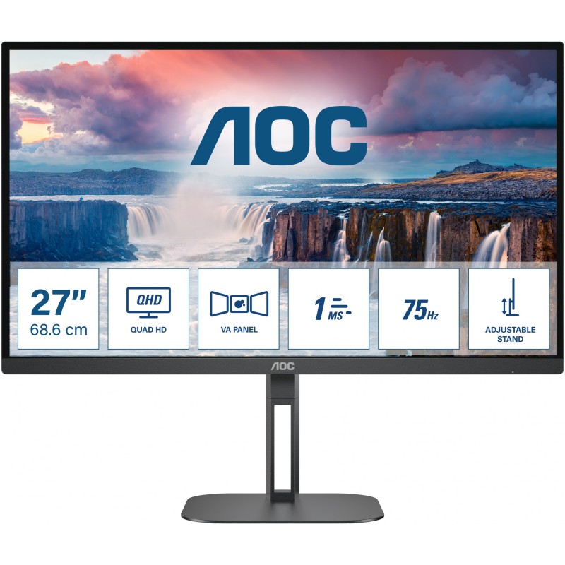 Buy AOC Q27V5N/BK - 27in QHD (2560x1440) VA Monitor, 75Hz, 4ms, FreeSync Premium... in Cyprus, Nicosia, Limassol, Larnaka, Pafos