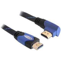 Buy DELOCK HDMI Cable 2m - Angled Left, High Speed HDMI 1.4, Blue Jacket, Gold-P... in Cyprus, Nicosia, Limassol, Larnaka, Pafos