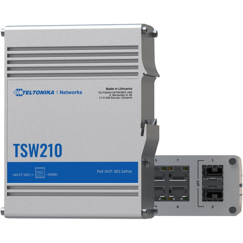 Buy Teltonika TSW210 Industrial Unmanaged Switch - 8x Gigabit RJ45 + 2x SFP, Alu... in Cyprus, Nicosia, Limassol, Larnaka, Pafos