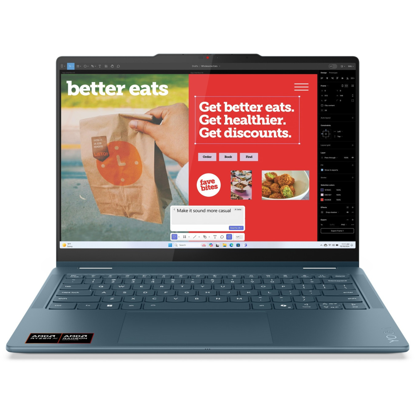 Lenovo Yoga 7 - 14AKP10 - Tidal Teal, 14" OLED WUXGA (1920x1200), AMD Ryzen AI 5 2.0GHz (4.8GHz boost), 16GB LPDDR5x, 512GB SSD