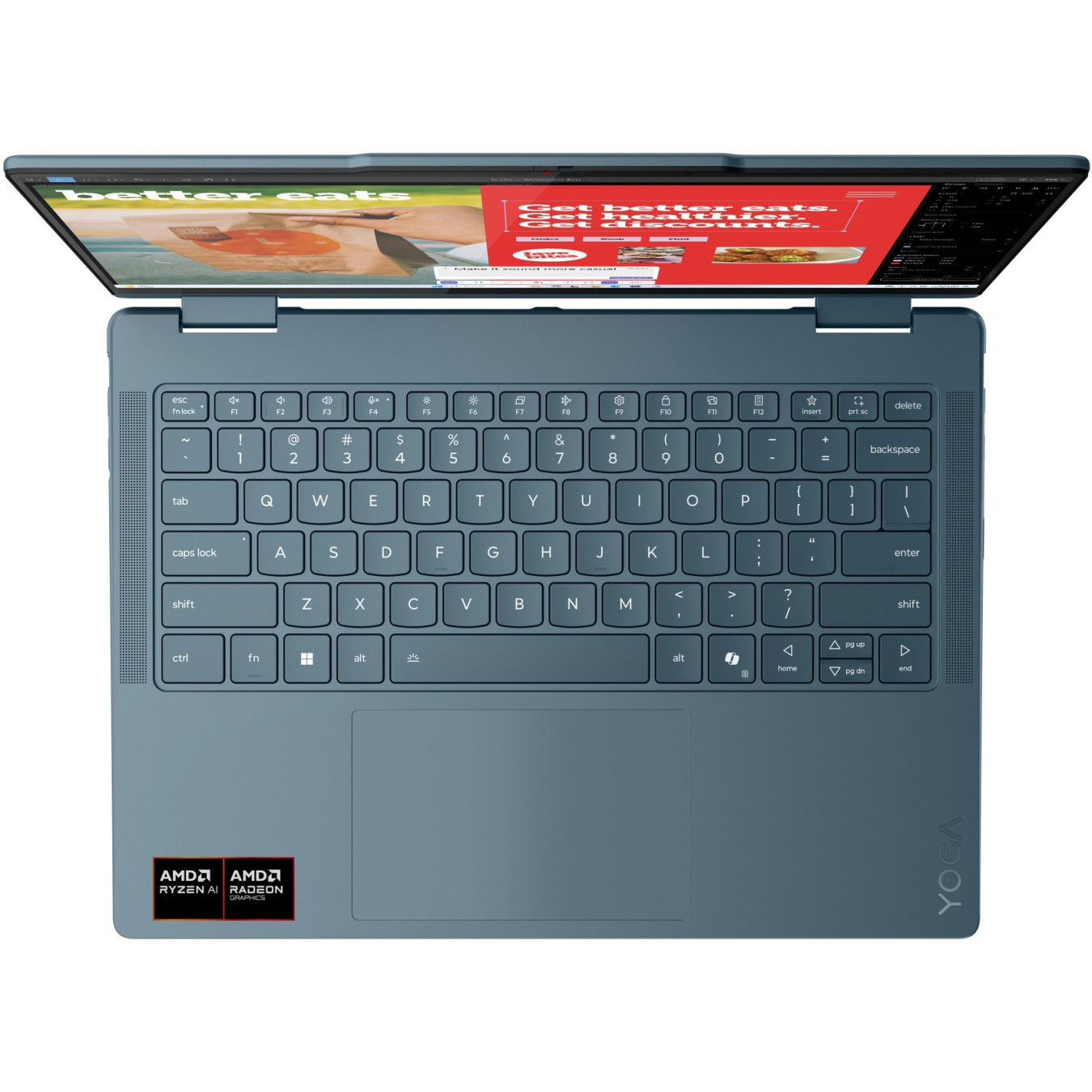 Lenovo Yoga 7 - 14AKP10 - Tidal Teal, 14" OLED WUXGA (1920x1200), AMD Ryzen AI 5 2.0GHz (4.8GHz boost), 16GB LPDDR5x, 512GB SSD