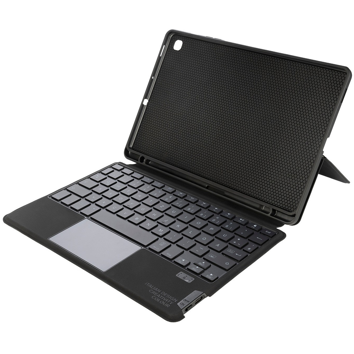 Tucano BookCover Keyboard with Trackpad - F-TUCBCKTABS6L - Backlit German QWERTZ, Wireless, Black (for Galaxy Tab S6 Lite)