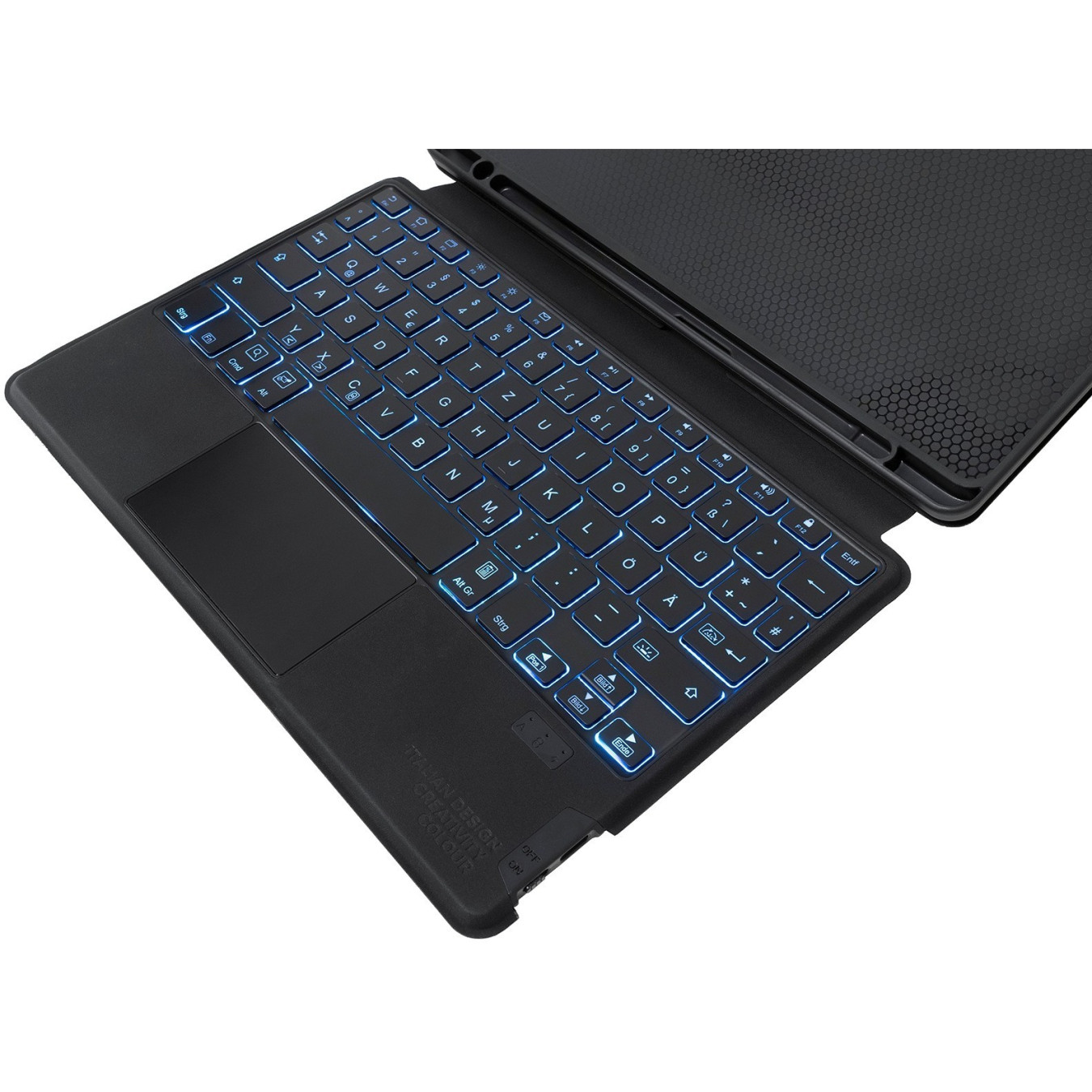 Tucano BookCover Keyboard with Trackpad - F-TUCBCKTABS6L - Backlit German QWERTZ, Wireless, Black (for Galaxy Tab S6 Lite)