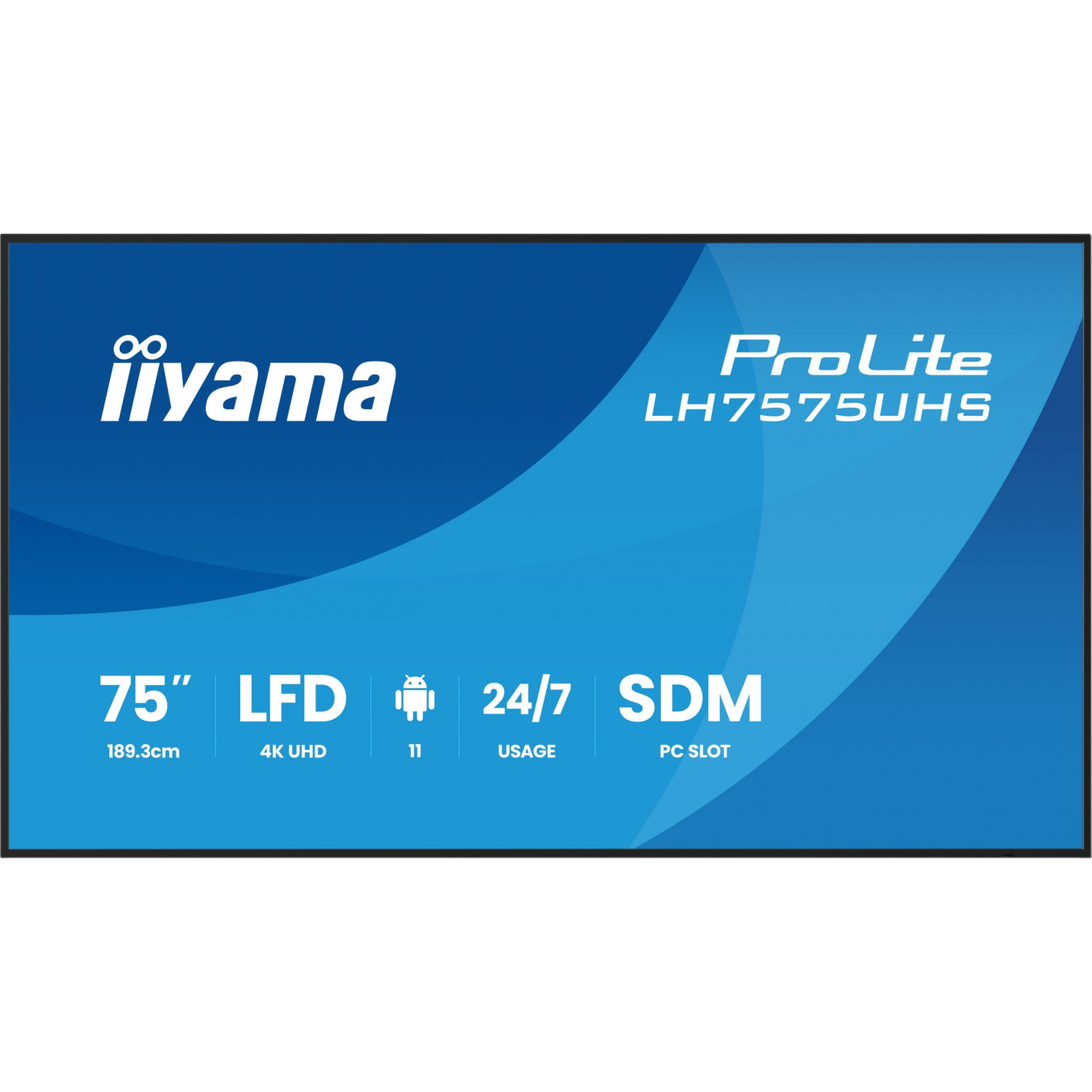 iiyama LH7575UHS-B2AG - 75" 4K UHD Digital Signage, Android 11, ARM Cortex, 4GB RAM/32GB, 3xHDMI+DP, Black