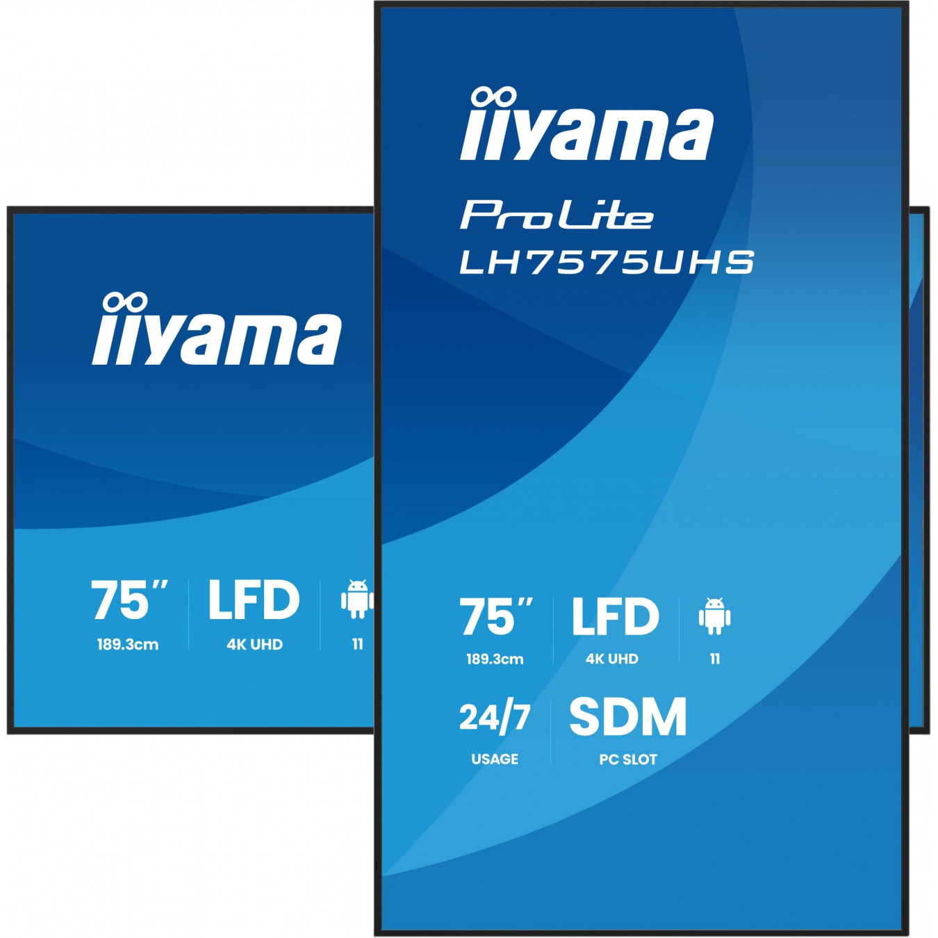 iiyama LH7575UHS-B2AG - 75" 4K UHD Digital Signage, Android 11, ARM Cortex, 4GB RAM/32GB, 3xHDMI+DP, Black