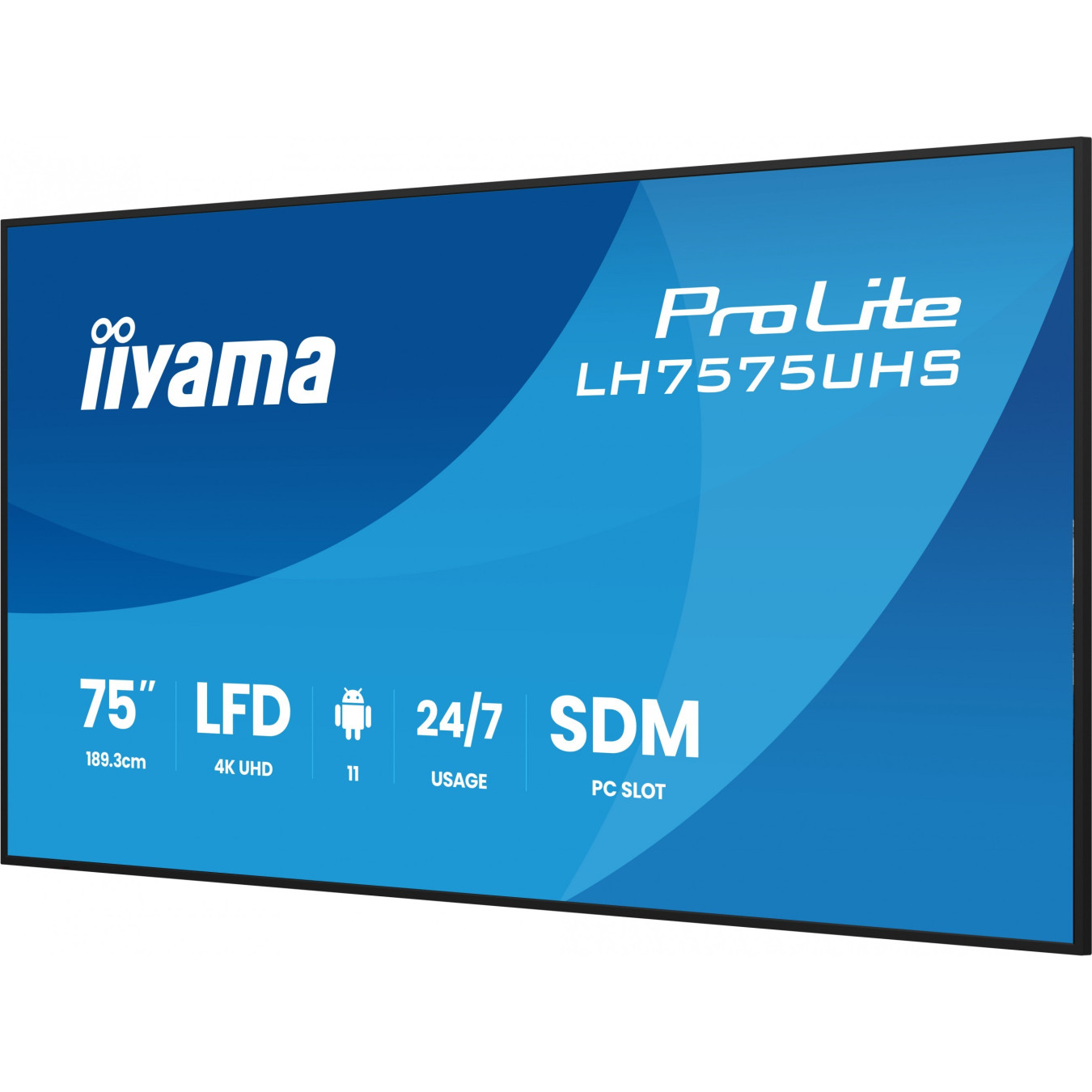 iiyama LH7575UHS-B2AG - 75" 4K UHD Digital Signage, Android 11, ARM Cortex, 4GB RAM/32GB, 3xHDMI+DP, Black