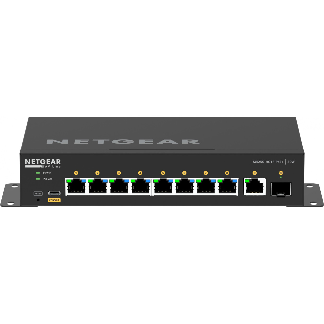 NETGEAR GSM4210PD-100EUS - 8x Gigabit PoE+ (30W) 110W Budget, 1x1G+1xSFP, Managed L2/L3, ARM Cortex-A9 1.25GHz, 2GB, Black