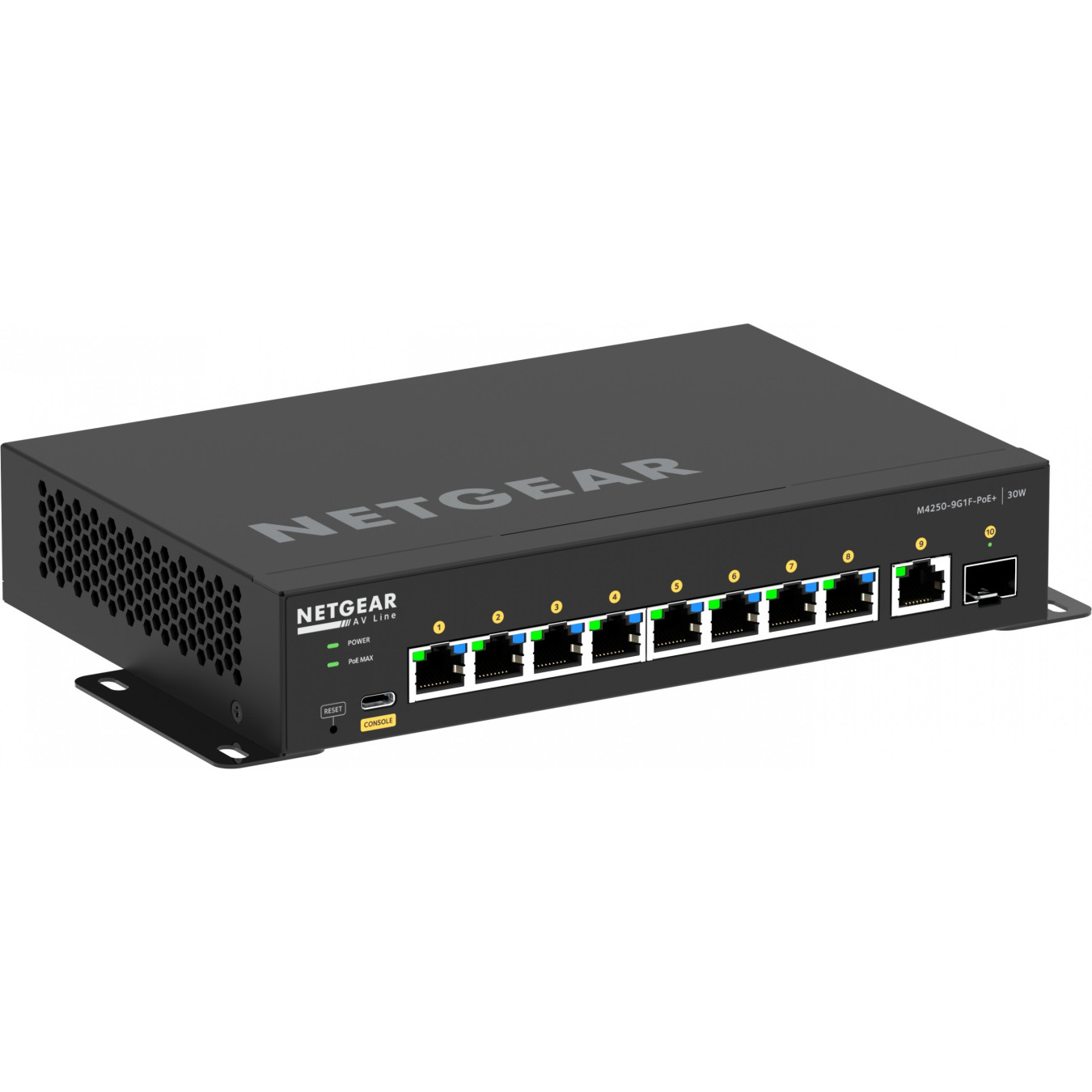 NETGEAR GSM4210PD-100EUS - 8x Gigabit PoE+ (30W) 110W Budget, 1x1G+1xSFP, Managed L2/L3, ARM Cortex-A9 1.25GHz, 2GB, Black