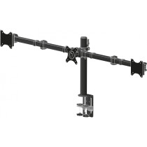 iiyama DS1003C-B1 Triple Monitor Desk Clamp Mount - 3-Arm, VESA 75x75/100x100, up to 27 in, 30 kg, Black