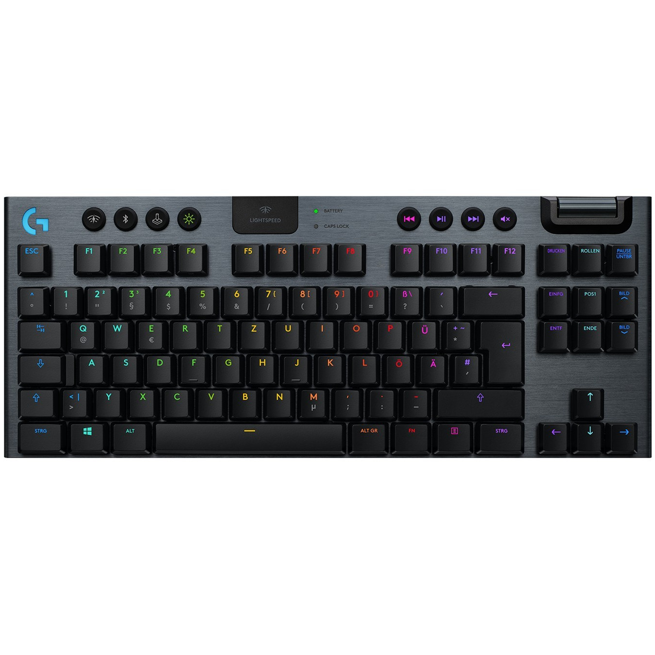 Logitech G915 TKL - LIGHTSPEED Tri-Mode Mechanical Gaming Keyboard - GL Tactile, Carbon, RGB, German QWERTZ