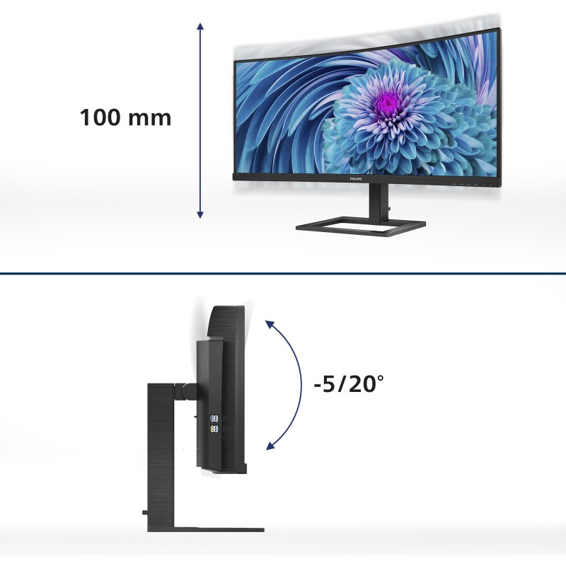 Buy Philips 346E2CUAE - 34in UWQHD Curved VA Monitor (3440x1440) 100Hz, USB-C PD... in Cyprus, Nicosia, Limassol, Larnaka, Pafos