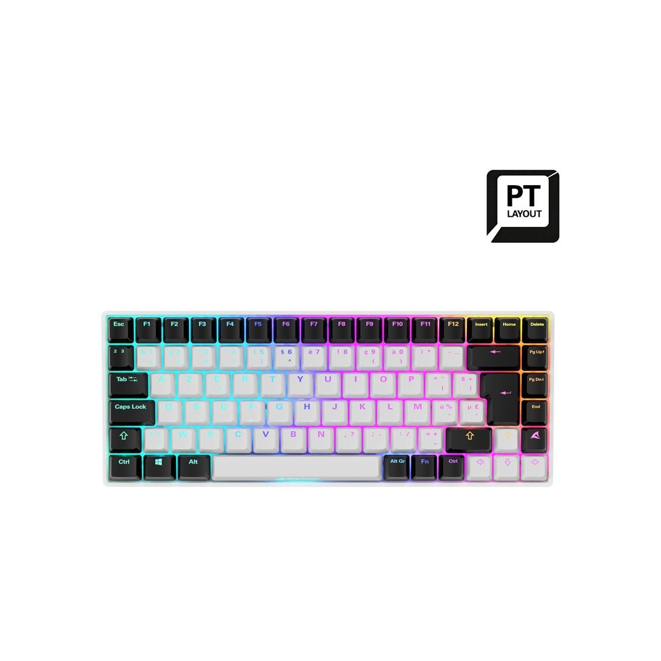 Sharkoon SKILLER SGK50 S3 - 75% White Gaming Keyboard, Gateron Yellow Linear, PT Layout, USB-C, RGB, 256KB