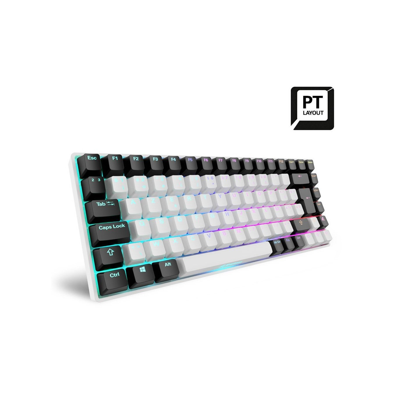 Sharkoon SKILLER SGK50 S3 - 75% White Gaming Keyboard, Gateron Yellow Linear, PT Layout, USB-C, RGB, 256KB