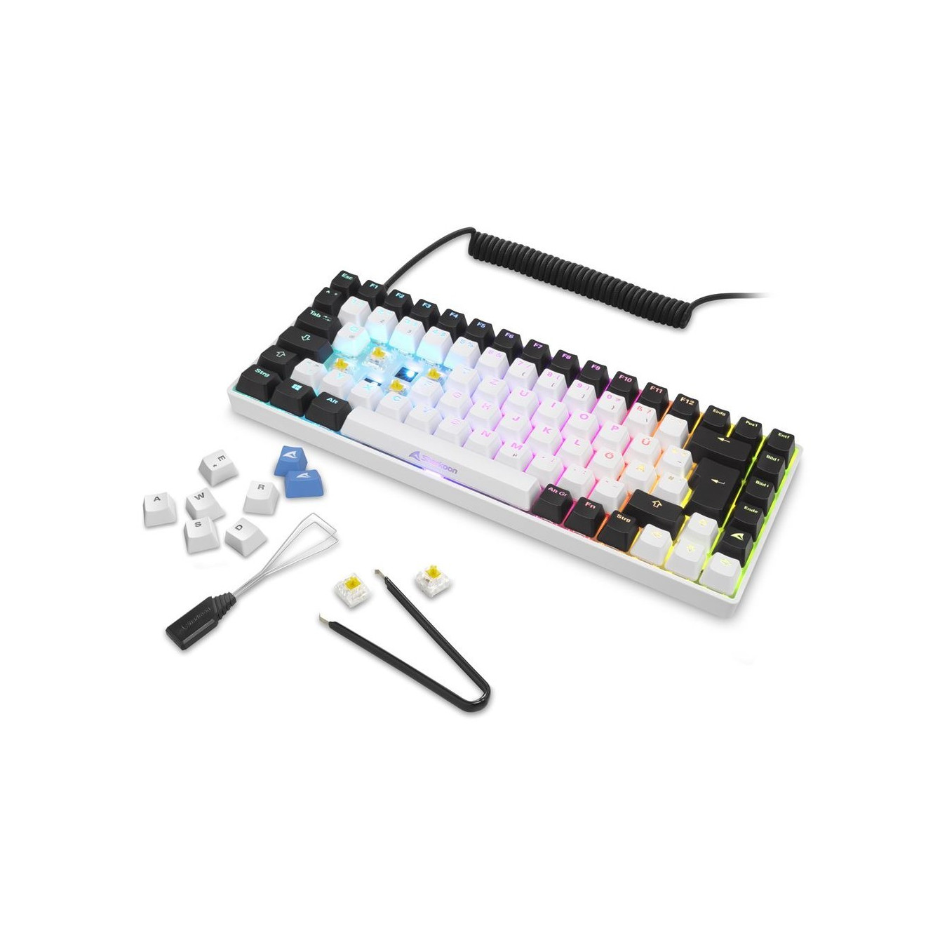 Sharkoon SKILLER SGK50 S3 - 75% White Gaming Keyboard, Gateron Yellow Linear, PT Layout, USB-C, RGB, 256KB