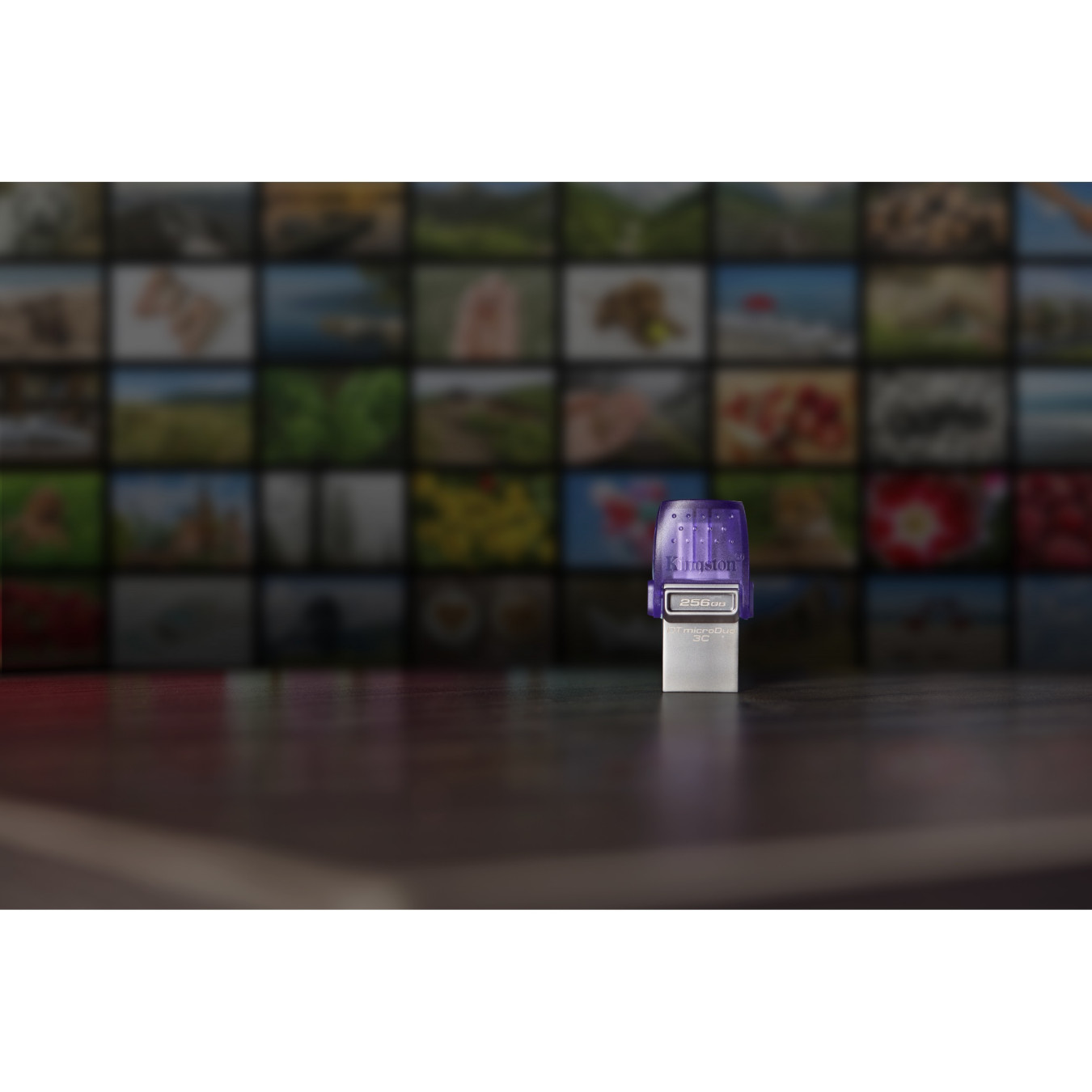 Kingston DataTraveler microDuo 3C - 256GB USB-A + USB-C Flash Drive, USB 3.2 Gen1, 200MB/s, Purple/Stainless Steel