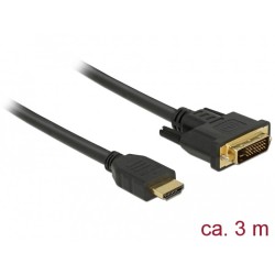 Buy DELOCK HDMI to DVI 24+1 Cable - 85655 - Black, 3 m, Gold-Plated, Bidirectional in Cyprus, Nicosia, Limassol, Larnaka, Pafos