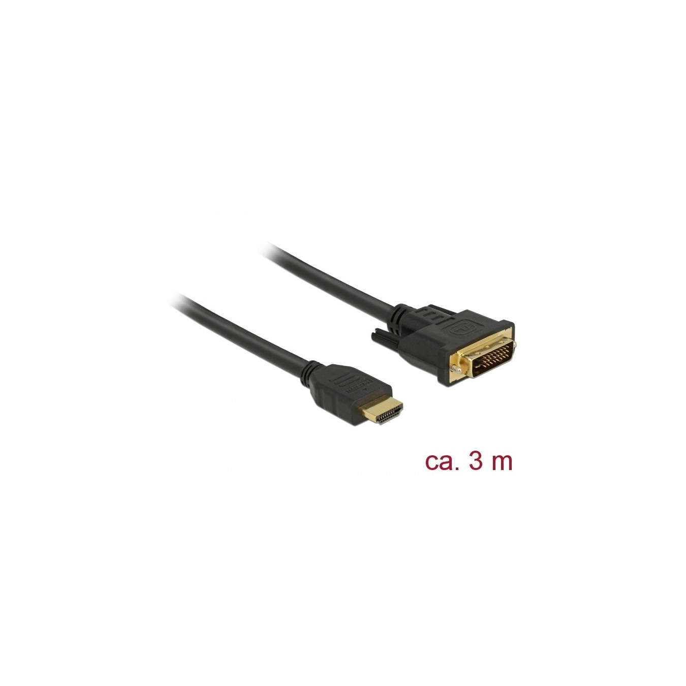 DELOCK HDMI to DVI 24+1 Cable - 85655 - Black, 3 m, Gold-Plated, Bidirectional — Buy in Cyprus with Fast Delivery