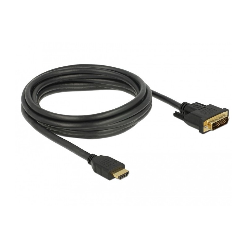 Buy DELOCK HDMI to DVI 24+1 Cable - 85655 - Black, 3 m, Gold-Plated, Bidirectional in Cyprus, Nicosia, Limassol, Larnaka, Pafos