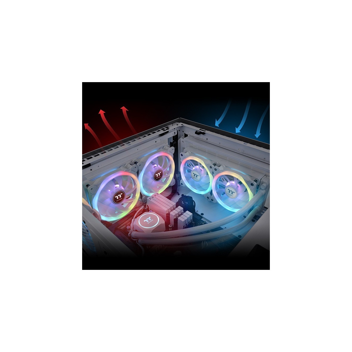 Thermaltake SWAFAN 12 RGB Radiator Fan - 120mm White - 500–2000 RPM, Hydraulic Bearing, 3-Pack
