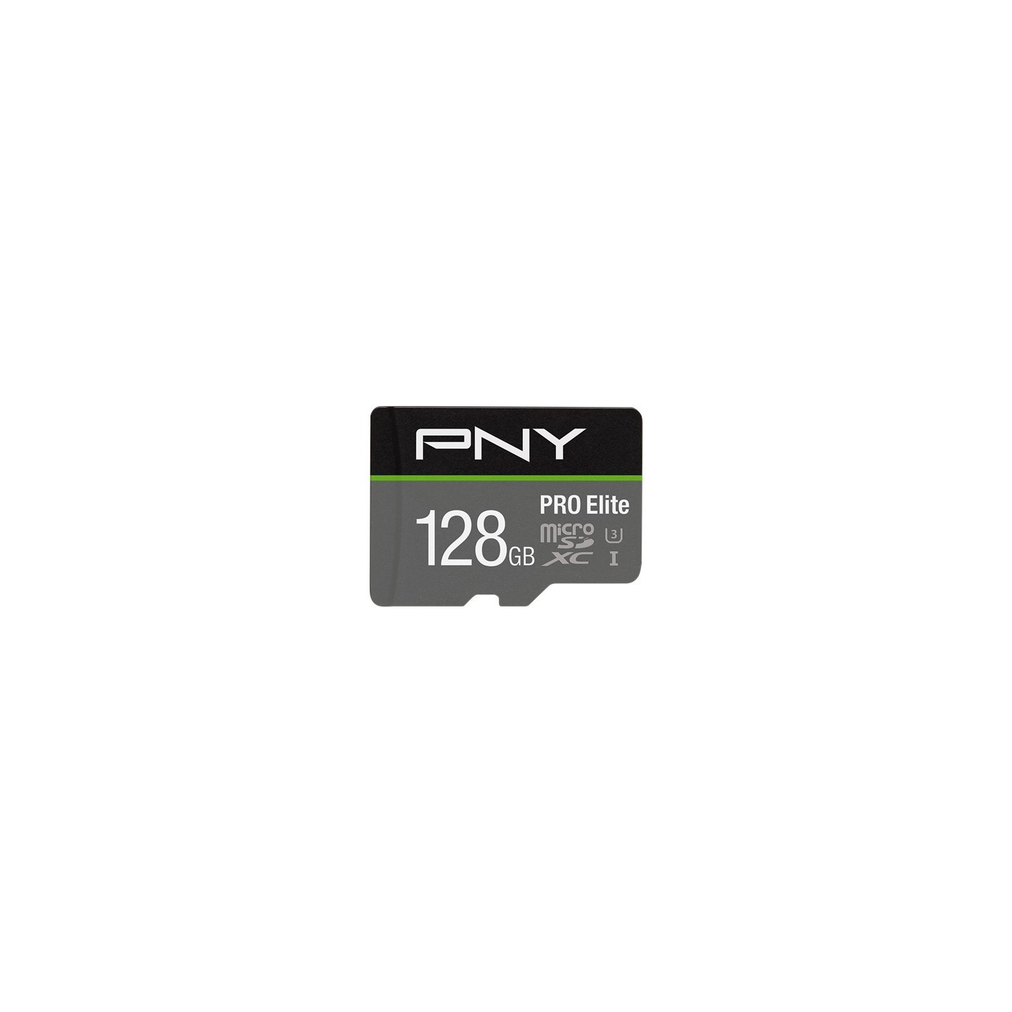 PNY Pro Elite microSDXC Card - Pro Elite - 128GB, UHS-I U3 (Class 10), Black/Grey, 100MB/s R / 90MB/s W