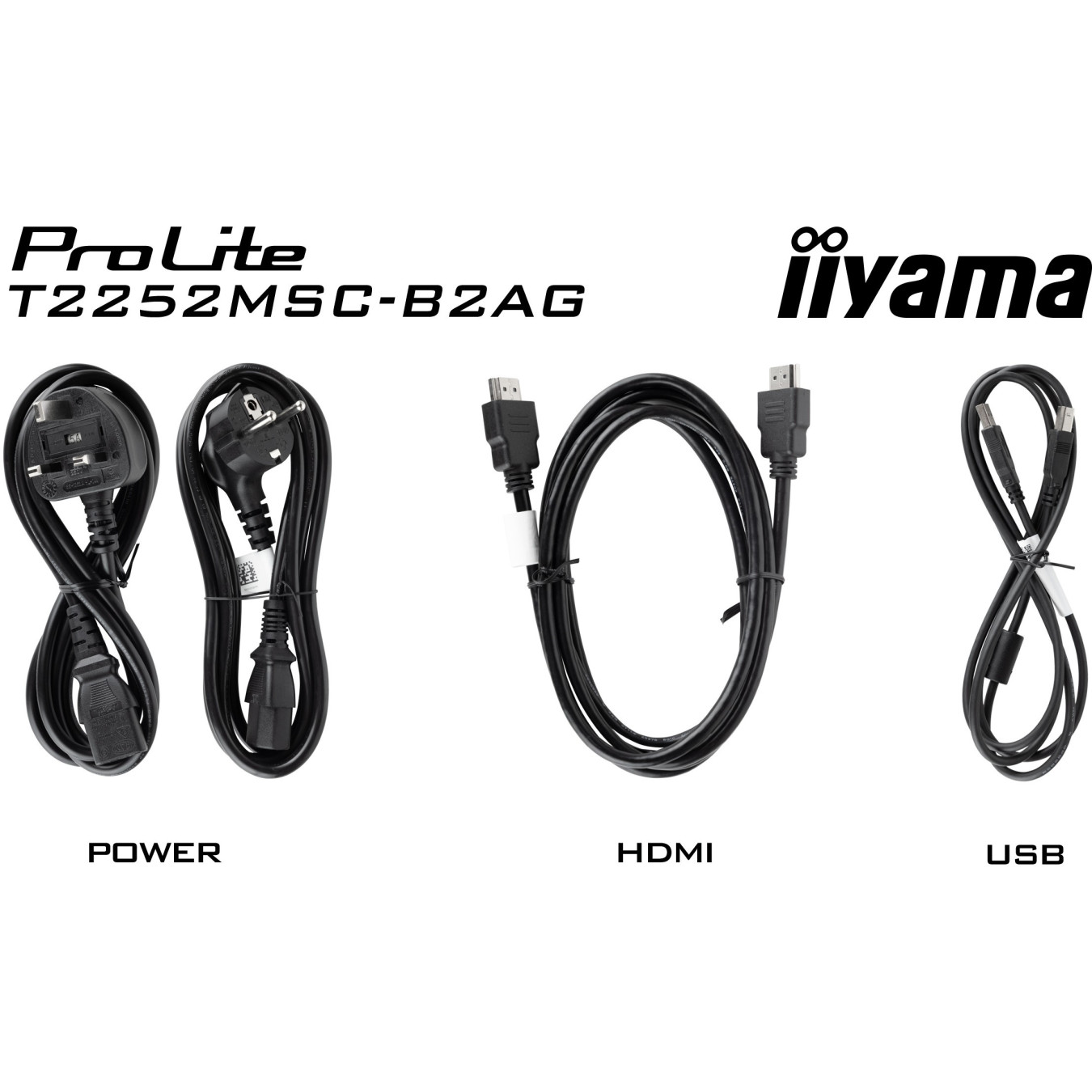 iiyama ProLite T2252MSC-B2AG - 21.5" Touch IPS Full HD Monitor, Edge-to-Edge Glass, HDMI+DP+2xUSB, Black