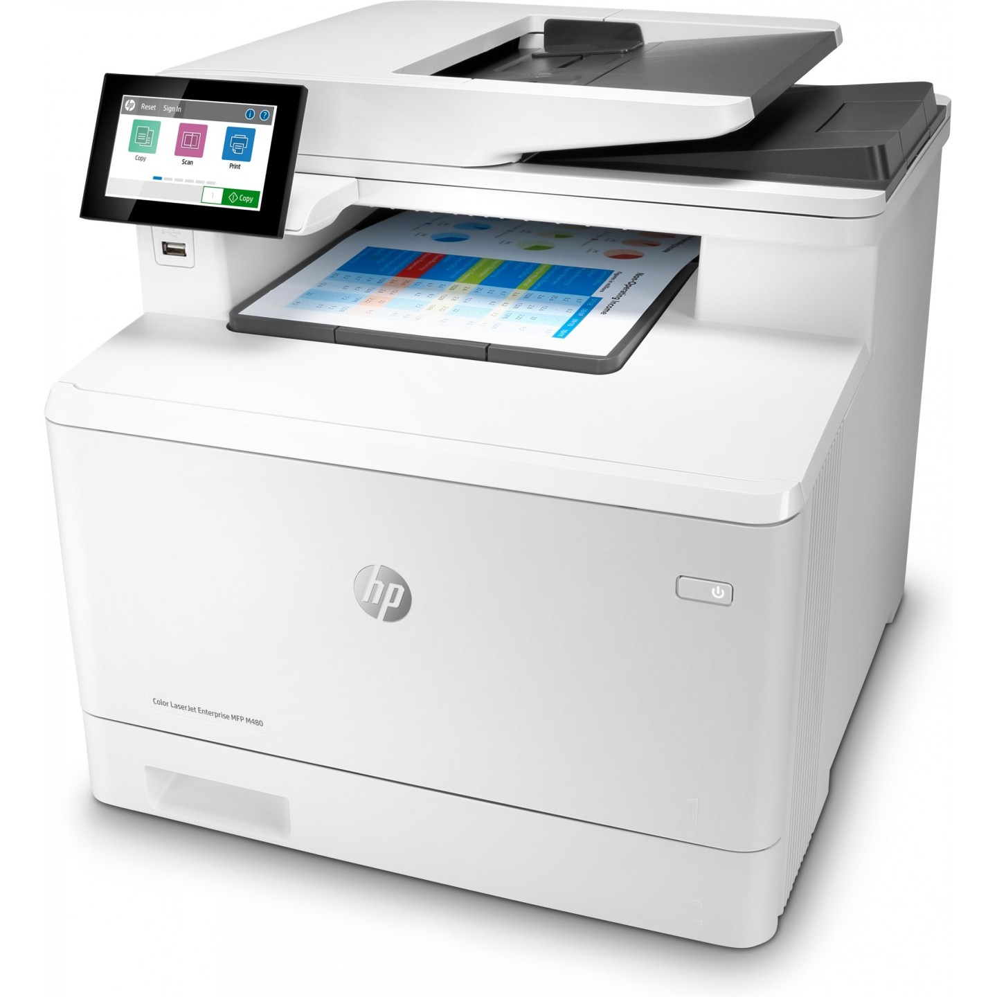 HP Color LaserJet Enterprise MFP M480f - 4-in-1 A4 Color Laser, 2GB RAM, 16GB Storage, 800MHz, Gigabit LAN, ADF, White/Black