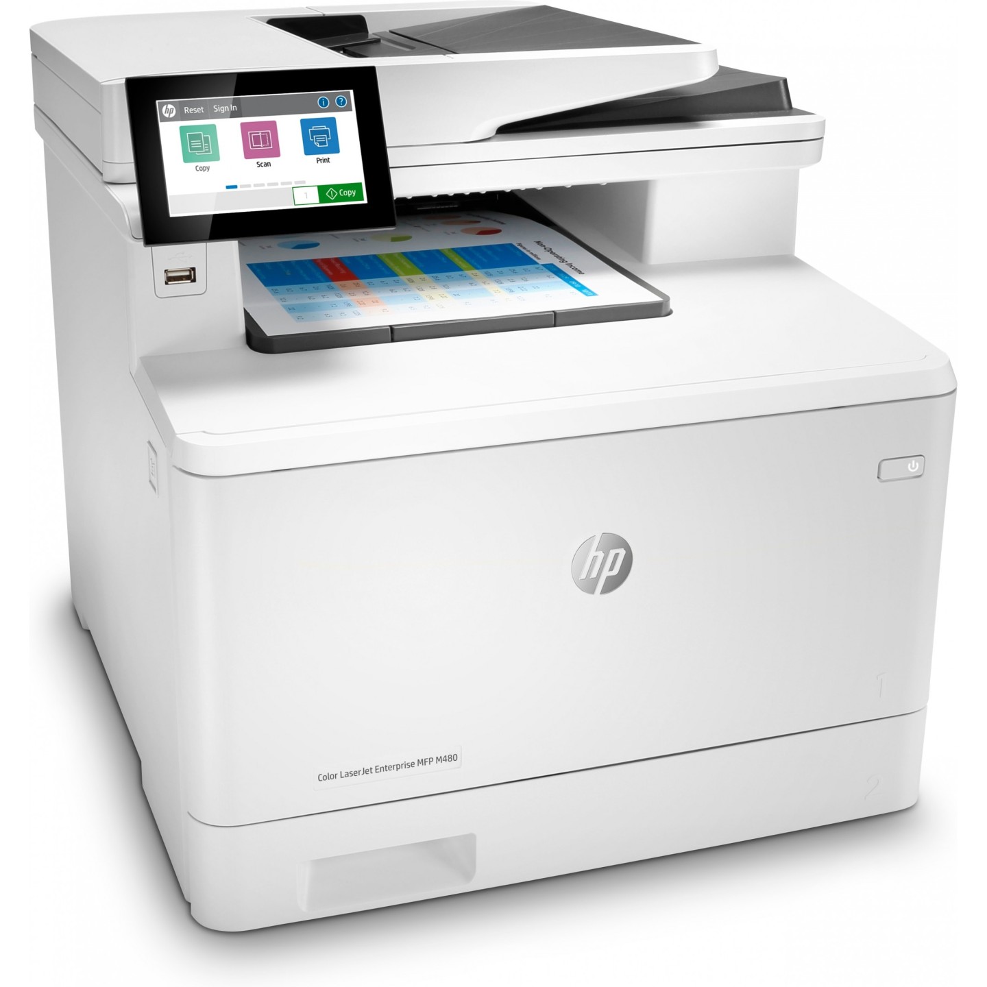 HP Color LaserJet Enterprise MFP M480f - 4-in-1 A4 Color Laser, 2GB RAM, 16GB Storage, 800MHz, Gigabit LAN, ADF, White/Black