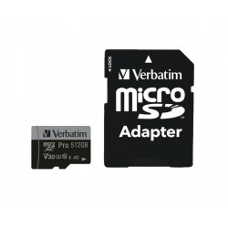 Buy Verbatim Pro microSDXC 512GB - Black - UHS-I (U3, V30, A2), 100MB/s Read, 90... in Cyprus, Nicosia, Limassol, Larnaka, Pafos