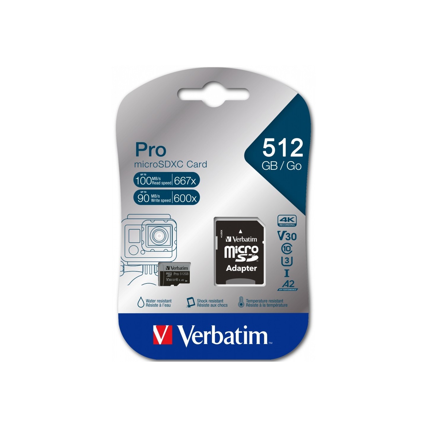 Verbatim Pro microSDXC 512GB - Black - UHS-I (U3, V30, A2), 100MB/s Read, 90MB/s Write — Buy in Cyprus with Fast Delivery