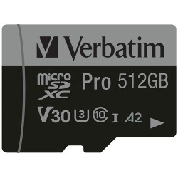 Buy Verbatim Pro microSDXC 512GB - Black - UHS-I (U3, V30, A2), 100MB/s Read, 90... in Cyprus, Nicosia, Limassol, Larnaka, Pafos