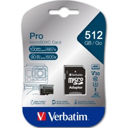 Buy Verbatim Pro microSDXC 512GB - Black - UHS-I (U3, V30, A2), 100MB/s Read, 90... in Cyprus, Nicosia, Limassol, Larnaka, Pafos
