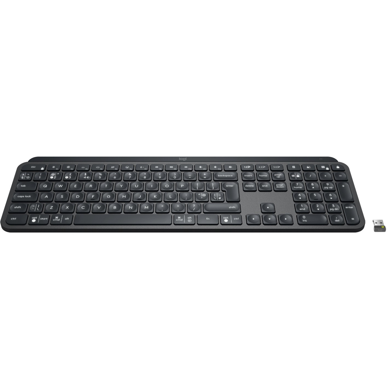 Logitech MX Keys for Business - Graphite - Full-size Wireless Keyboard (UK Layout, White Backlight, USB-C Rechargeable)