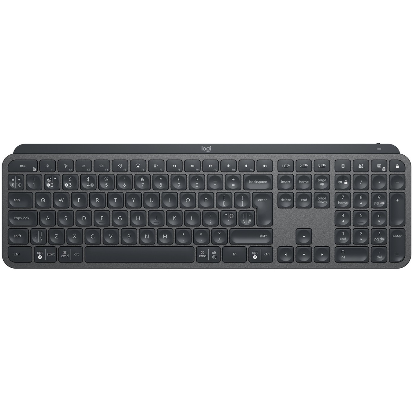 Logitech MX Keys for Business - Graphite - Full-size Wireless Keyboard (UK Layout, White Backlight, USB-C Rechargeable)