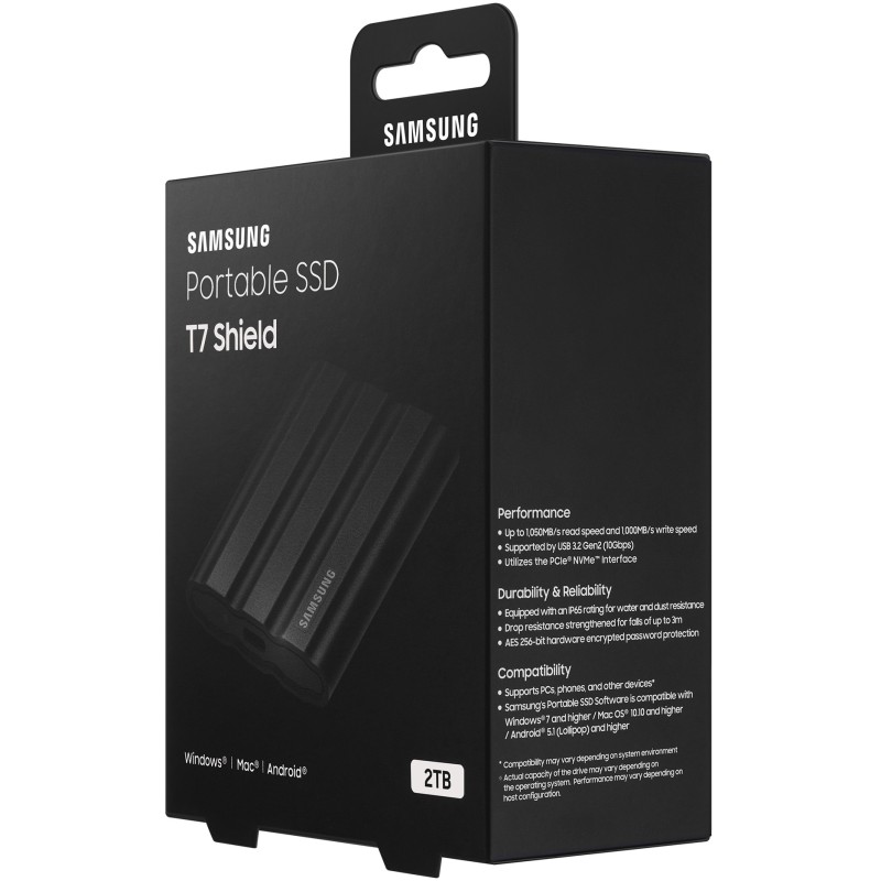 Buy Samsung Portable SSD T7 Shield - MU-PE2T0S - 2TB, USB-C (USB 3.2 Gen2), 1050... in Cyprus, Nicosia, Limassol, Larnaka, Pafos