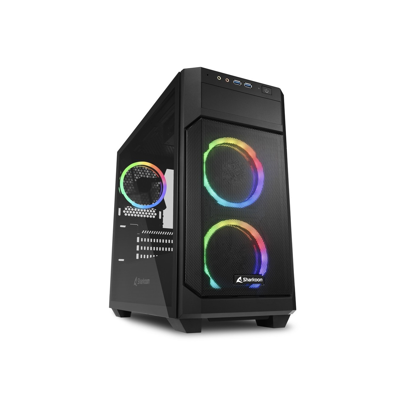 Sharkoon V1000 RGB - Mini Micro-ATX Case - Black, RGB Fans, 240mm Front Radiator — Buy in Cyprus with Fast Delivery