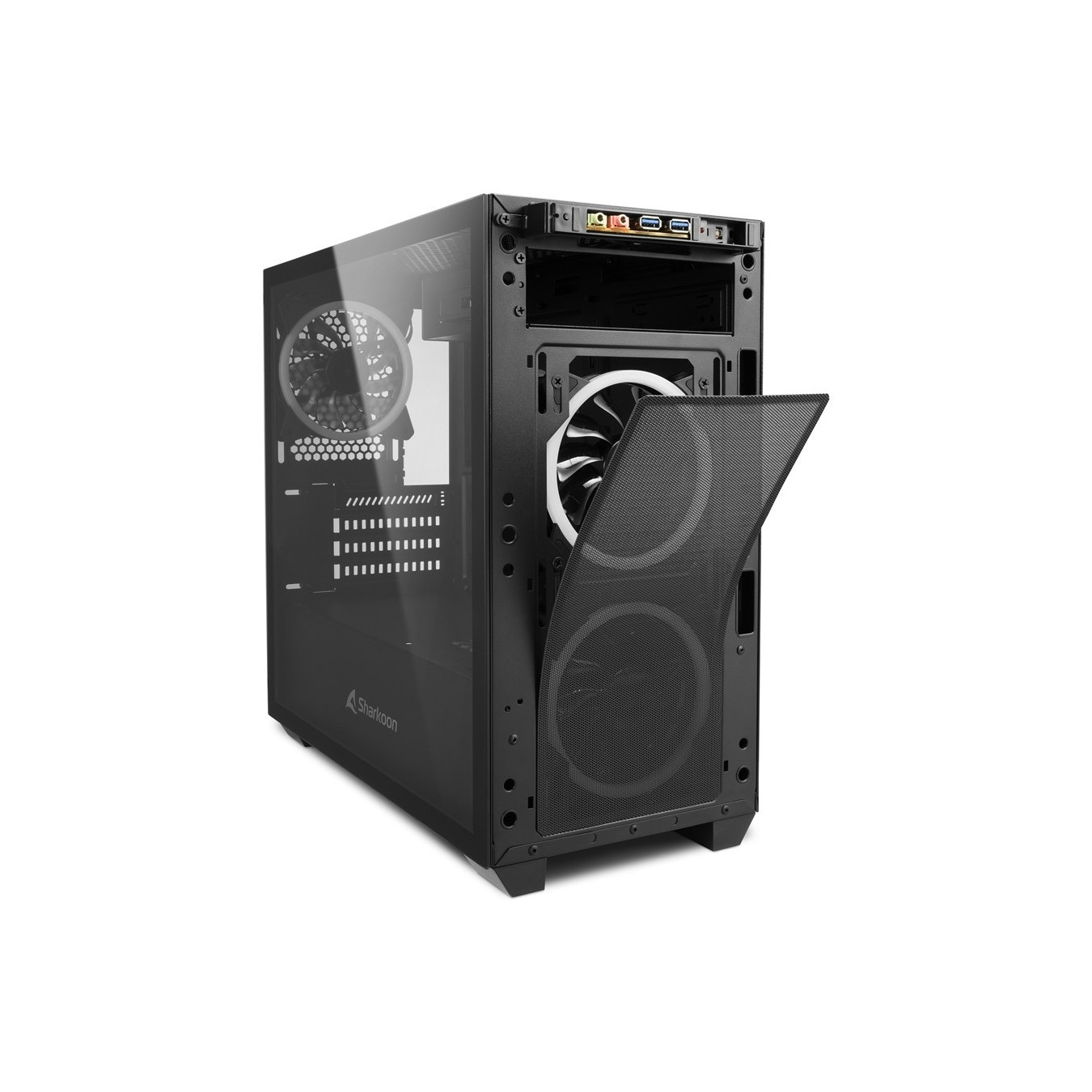 Sharkoon V1000 RGB - Mini Micro-ATX Case - Black, RGB Fans, 240mm Front Radiator — Buy in Cyprus with Fast Delivery