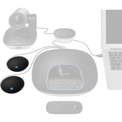 Logitech Group Expansion Mics 989-000171 Wireless Omnidirectional Table Mics Black 2-Pack (Boxed)