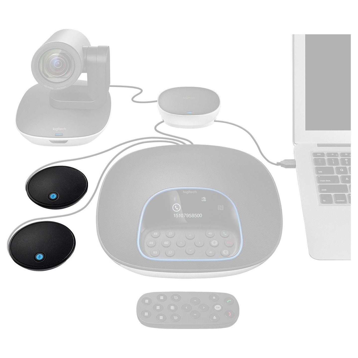 Logitech Group Expansion Mics 989-000171 Wireless Omnidirectional Table Mics Black 2-Pack (Boxed)