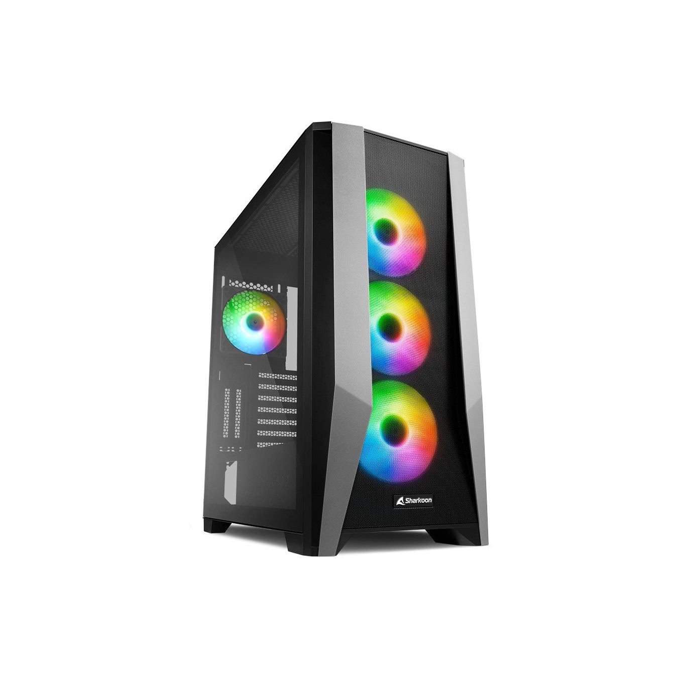 Sharkoon TG7M RGB Mid-Tower PC Case - Black, E-ATX/ATX/mATX/Mini-ITX, Tempered Glass, ARGB Fans, USB-C