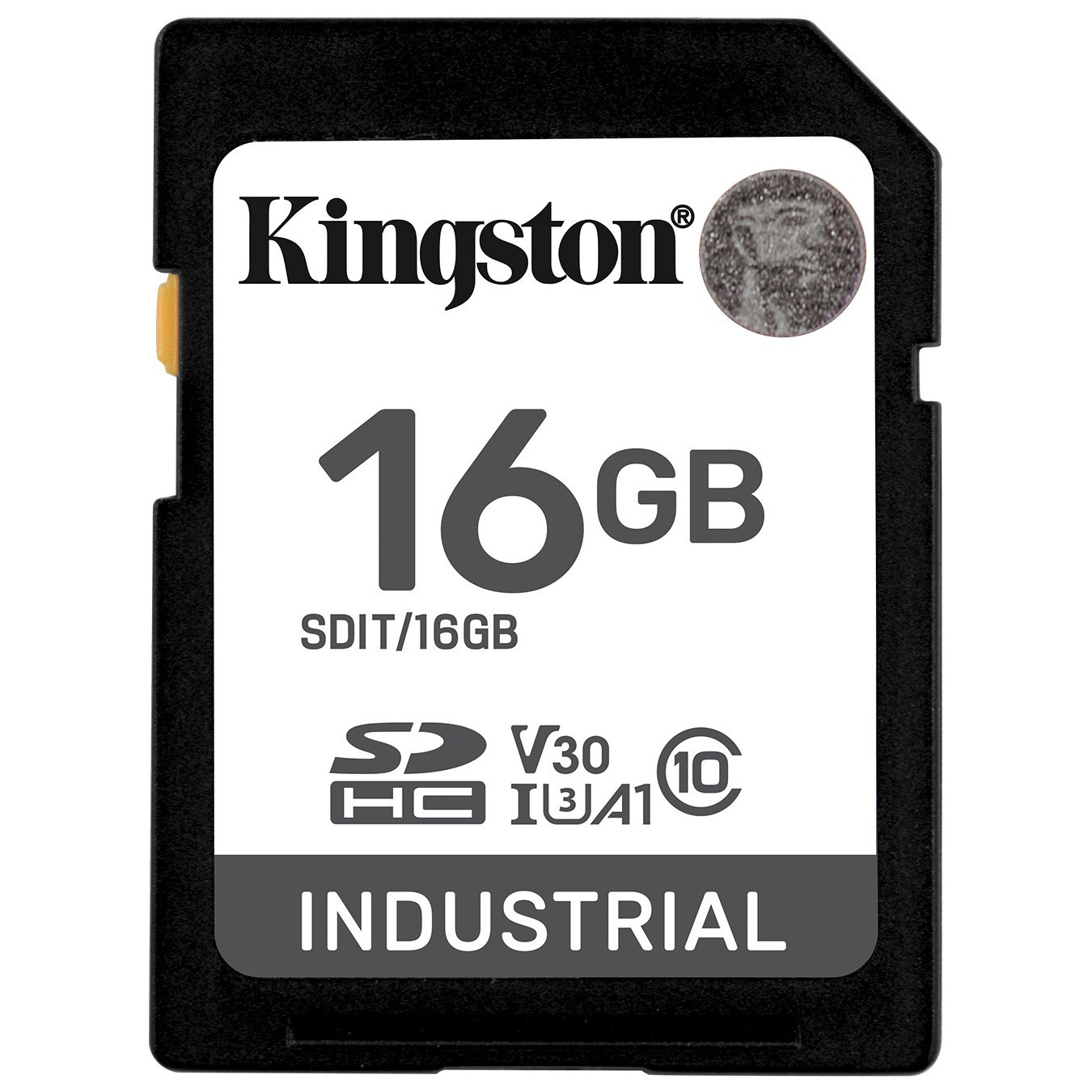 Kingston Industrial SDHC 16GB pSLC - UHS-I U3 V30, Class 10, 100/80 MB/s, -40°C to 85°C, Black