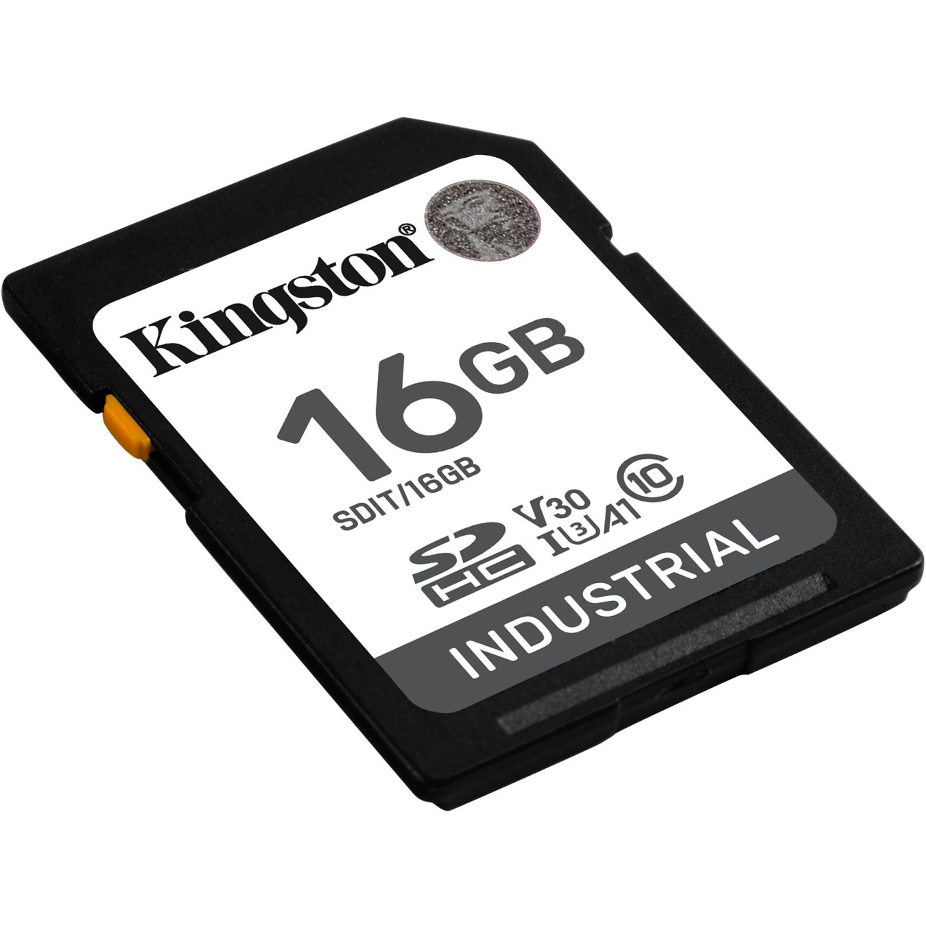 Kingston Industrial SDHC 16GB pSLC - UHS-I U3 V30, Class 10, 100/80 MB/s, -40°C to 85°C, Black